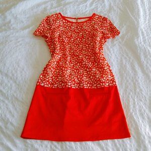 Girdear Red Pattern Cotton Short Sleeve Dress